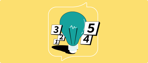 Illustration light bulb with numbers