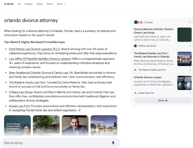 AI Overview SERPS - We Do Web - Legal SEO