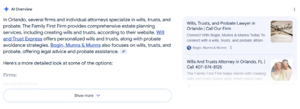 AI Overview in SERPS - Legal SEO - We Do Web
