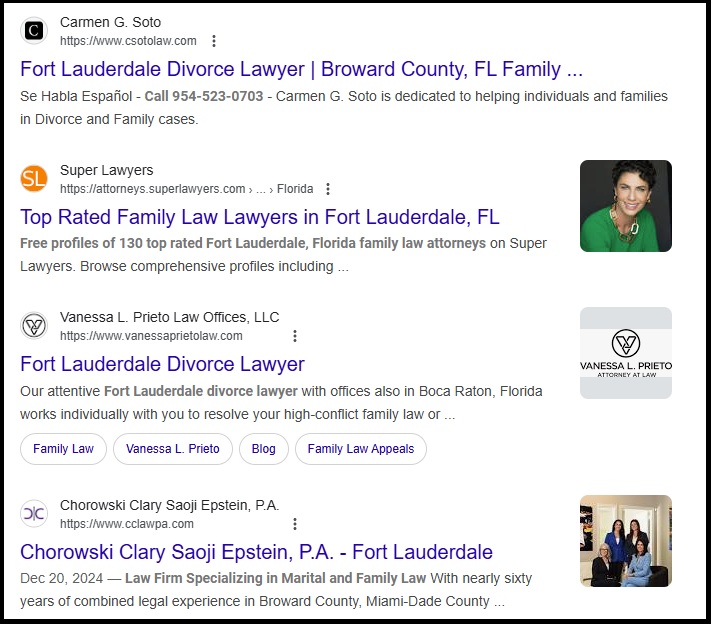 fort lauderdale organic results example