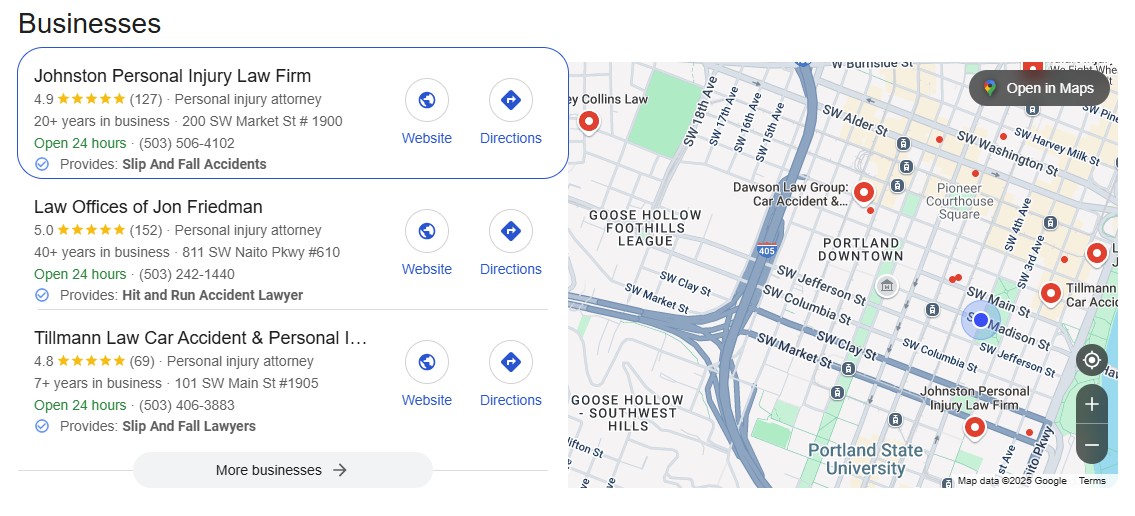 google local pack example screenshot