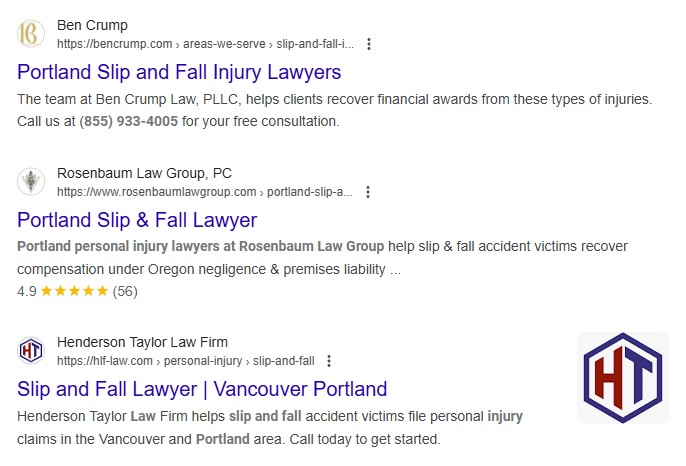 google organic results example screenshot