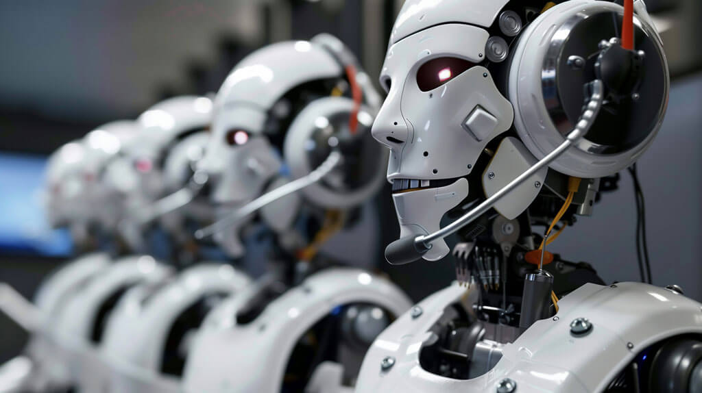 Robots wearing headsets to make phone calls