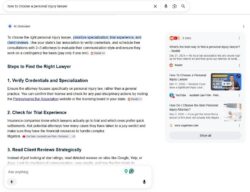 Example screenshot of AI Mode in the Google search results
