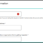 Screenshot of where to enter your information and entity in the Business Redressal Complaint Form